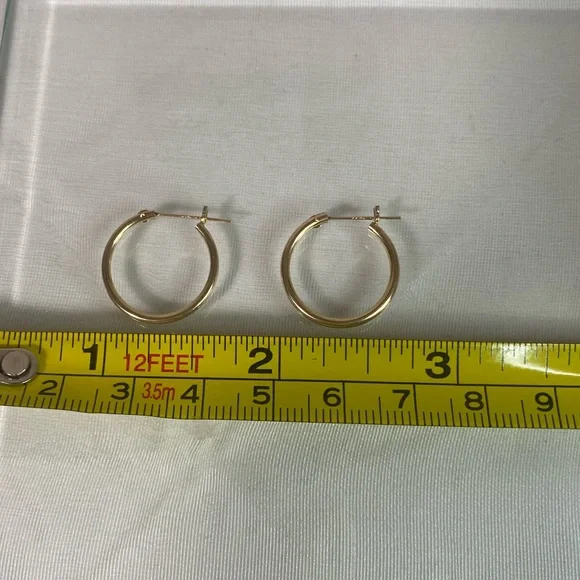 14K YELLOW GOLD classic small hoop earrings REAL GOLD